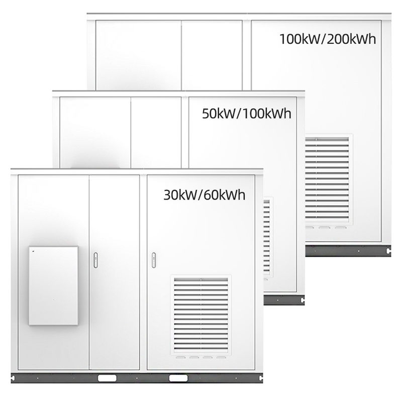 Cabinet de almacenamiento de energía portátil de 60 kWh a 200 kWh para uso industrial de alta capacidad al aire libre